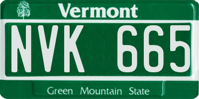 VT license plate NVK665
