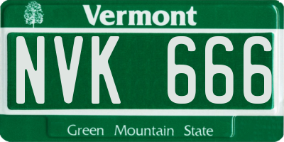 VT license plate NVK666