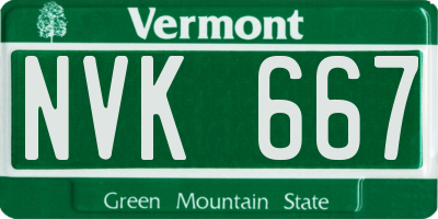 VT license plate NVK667