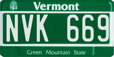VT license plate NVK669