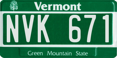 VT license plate NVK671