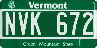 VT license plate NVK672