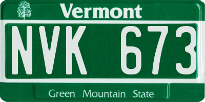 VT license plate NVK673
