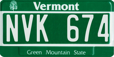 VT license plate NVK674