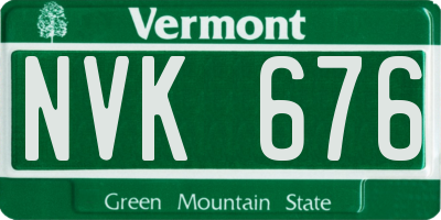 VT license plate NVK676
