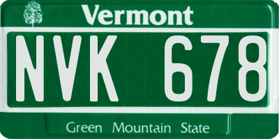 VT license plate NVK678