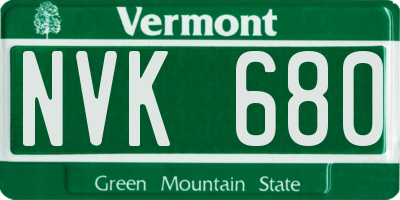 VT license plate NVK680
