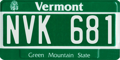 VT license plate NVK681