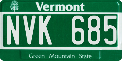 VT license plate NVK685
