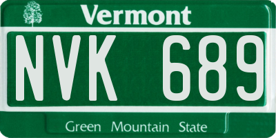VT license plate NVK689