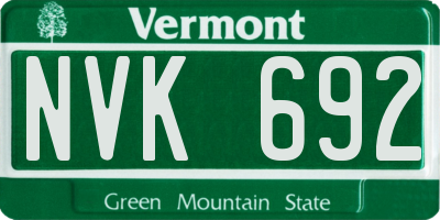 VT license plate NVK692