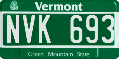 VT license plate NVK693