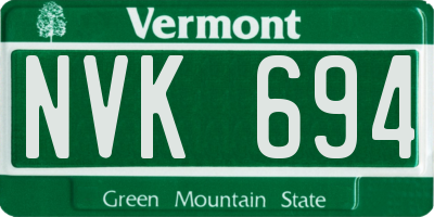 VT license plate NVK694