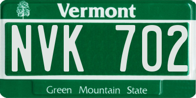 VT license plate NVK702