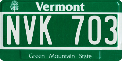 VT license plate NVK703
