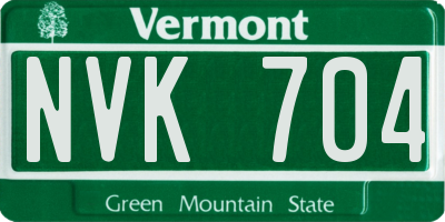 VT license plate NVK704
