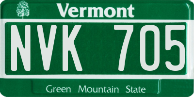 VT license plate NVK705