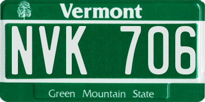 VT license plate NVK706