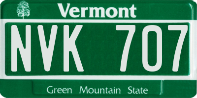 VT license plate NVK707