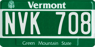 VT license plate NVK708