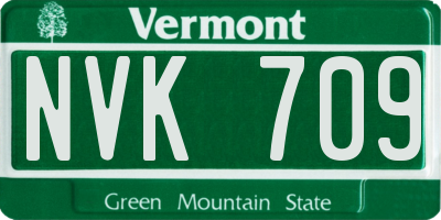 VT license plate NVK709