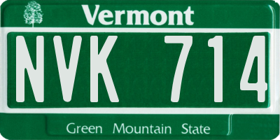 VT license plate NVK714