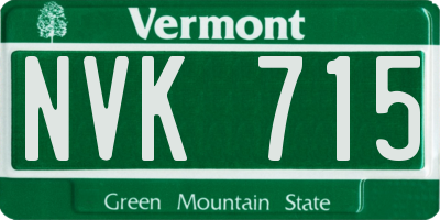 VT license plate NVK715