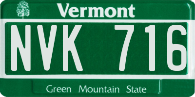 VT license plate NVK716