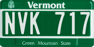 VT license plate NVK717
