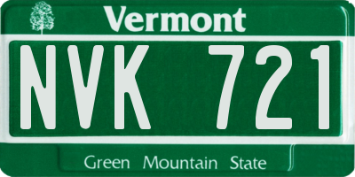 VT license plate NVK721