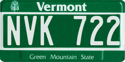 VT license plate NVK722