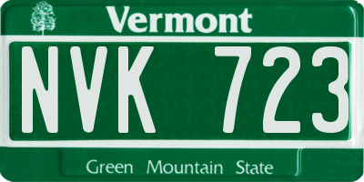VT license plate NVK723