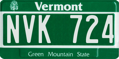 VT license plate NVK724