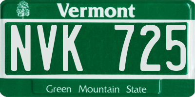 VT license plate NVK725