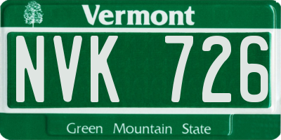 VT license plate NVK726