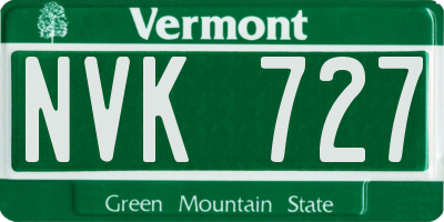 VT license plate NVK727