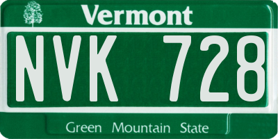 VT license plate NVK728