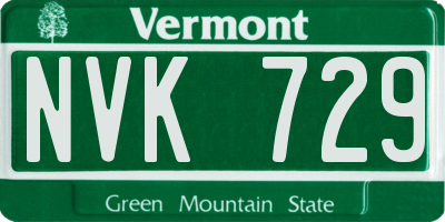 VT license plate NVK729