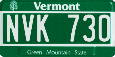 VT license plate NVK730