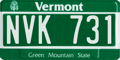 VT license plate NVK731