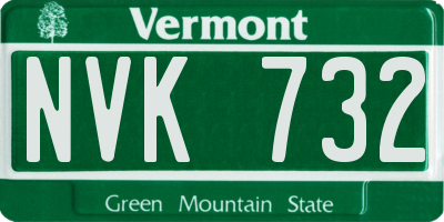 VT license plate NVK732