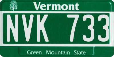VT license plate NVK733