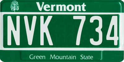 VT license plate NVK734