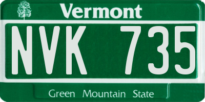 VT license plate NVK735