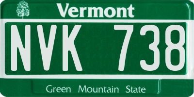 VT license plate NVK738