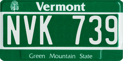 VT license plate NVK739