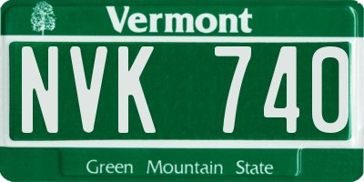VT license plate NVK740