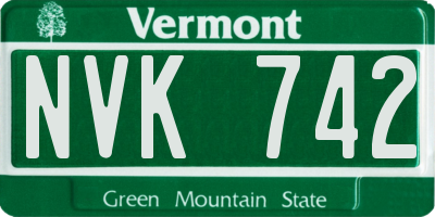 VT license plate NVK742