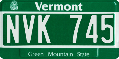 VT license plate NVK745