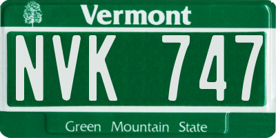 VT license plate NVK747